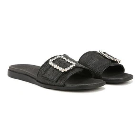 Naturalizer Women's Black Woven Olivia Straw Slide Sandals Size 8W - Picture 1 of 11